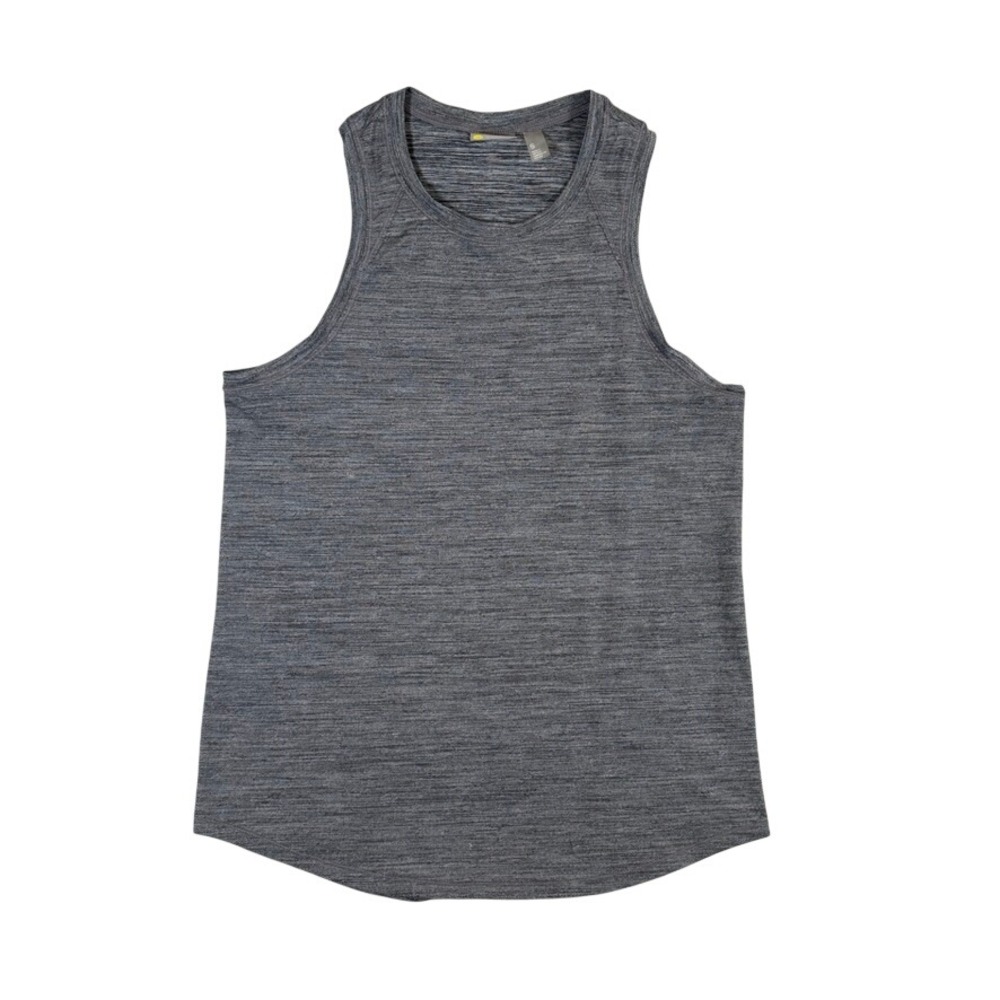 Zella Womens Gray Space Dye Activewear Tank Top Sleeveless Curved Hem Small